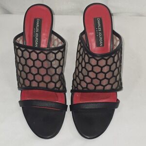 Charles Jourdan Paris Leather Honeycomb Mesh Wedge Heels Lennox 8.5M